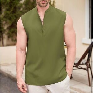 Men's Sleeveless Olive Green Tank Top